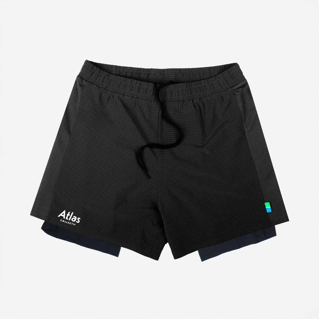 Black Double-layer recycled-fibre blend running shorts